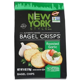 New York Style Brand Bagel Crisps, Roasted Garlic, Baked, Kosher, Non-GMO, 6 Ounce (Pack of 6)