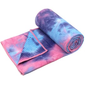 Hot Yoga Towel, Microfiber Non Slip Yoga Mat Towel, 183×63cm, with Grip Dot Sweat Absorbent Towel, Foldable Skidless, for Hot Yoga, Pilates and Fitness