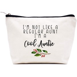 LIBIHUA Funny Wedding Anniversary Birthday Mothers Day Christmas Gift for Aunt-Makeup Bag Cosmetic Bag Travel Pouch Gift for Auntie-I Am Not Like a Regular Aunt I Am A Cool Auntie