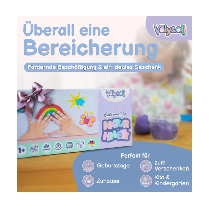 Valy&Oli® Knete - Extraweiche Naturknete - Vegane Bio Knete -