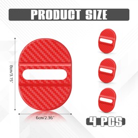wuyaoyao 4PCS Car Door Latch Lock Cover, Carbon Fiber Car Door Lock Latches Cover, Automotive Door Latch Guard, Self-Adhesive Vehicle Door Latch Protector Trim Decoration for Most Cars (Red)