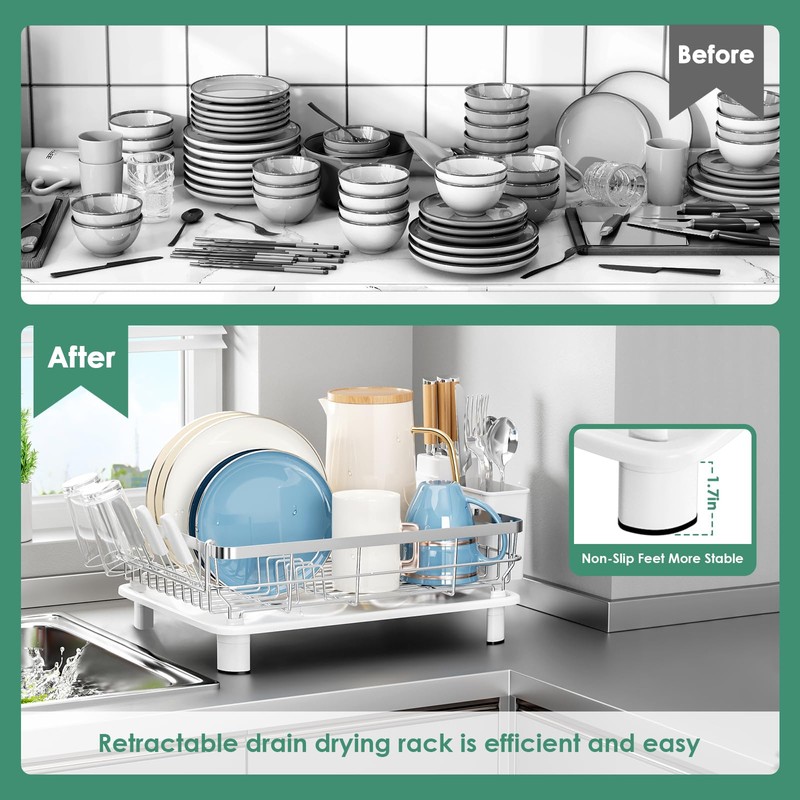 MOUKABAL Dish Drying Rack - Stainless Steel Dish Rack, Dish