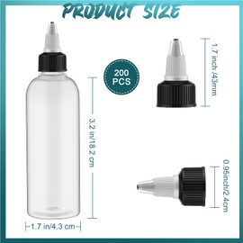 Tanlade 150 Pcs 2oz Plastic Squeeze Bottles Bulk Boston Dispensing Empty Hair Oil Bottles with Twist Cap for Essential Oils Hair Applicator Liquids Condiment Dispenser