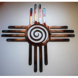 Southwestern Zia with Spiral Swirl Center Metal Wall Art Décor 14" 18", 20", 24" 30" or 44" (18")