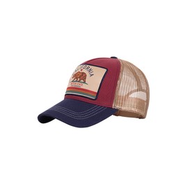 King Kerosin California Men's Trucker Cap Sporty Colour Blocking Embroidery Casual Fashion Buckle Trucker Cap California, Colourful