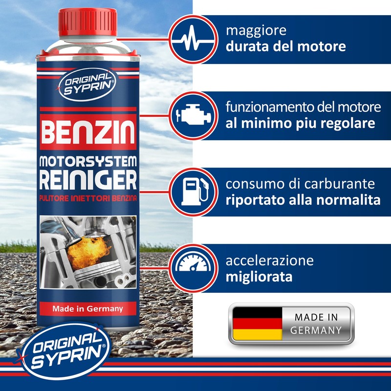 SYPRIN Pulitore Iniettori Benzina, Pulizia Sistema Carburante 500 ml