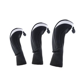 3 PCS Driver Head Cover,Club Head Cover for Driver Fairway,Golf Accessories,Golf Club Head Covers Equipped with Interchangeable Labels Label: 3,4,5,6,7 X（Black and White）