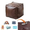 Storage Ottoman, Foot Stool, Lazy Sofa, Leather Stitched Cushion with