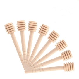 Fdit 50/Set Household Wooden Honey Spoon Portable Mini Jam Jar Spills Collecting Stirring Stick Mino Do Not Drizzle Honey 10 cm Wood Colour
