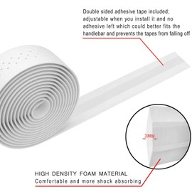 TOPCABIN 2 Rolls Bicycle Handlebar Tapes Camouflage Series Comfort GEL Road Bike Handlebar Tape Bike Bar Tape with Reflective Bar Plugs ((PU a pair) White)