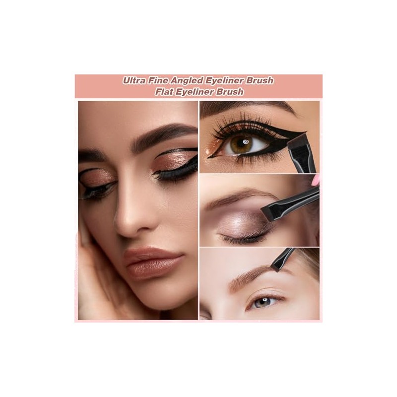 6pcs Ultra Thin Flat Eyebrow Tint Brushes - Angled Eyeliner