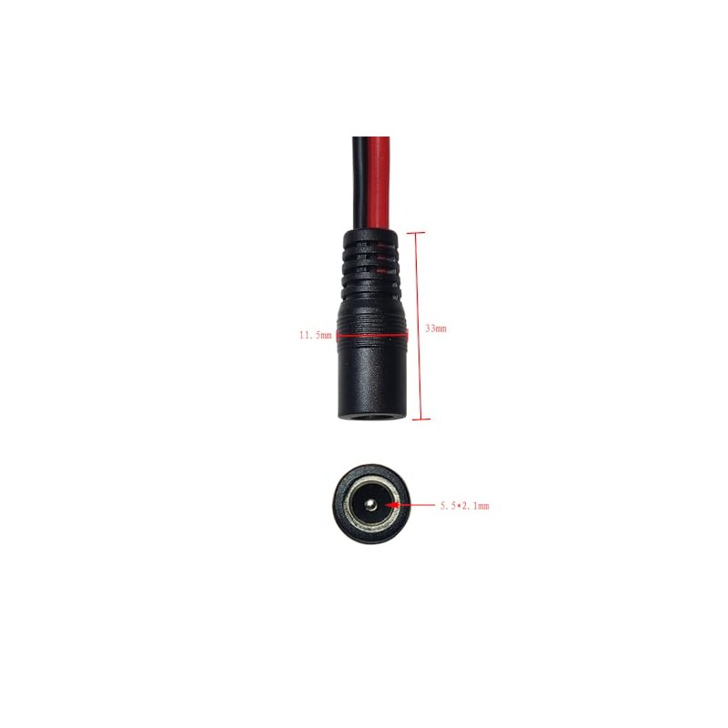 Jasavdio 5.5mm x 2.1mm DC Female Power Plug Cable for