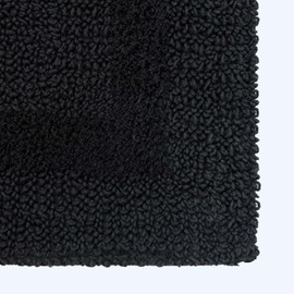 Homescapes Premium Toilet Mat, Black, Cotton Bath Mat 50 x 55 cm with Reversible Design, Toilet Rug with Cut-Out