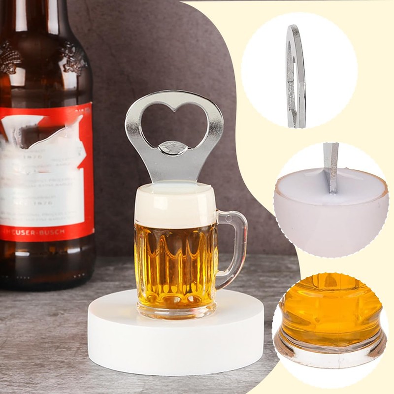 LONZIKP 3er Pack Lustig Magnet-Flaschenöffner Bierglas mit Kühlschrankmagnet