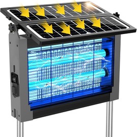 Solar Bug Zapper Outdoor, 4500V Solar Mosquito Zapper with Dual Solar Panels, 1/2 Acre Coverage Cordless Rechargeable Electric Fly Zapper, IPX5 Waterproof Mosquito Traps for Backyard, Patio, Camping