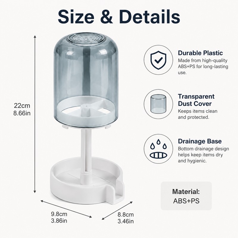 Toothbrush Holder with Dust Cover for Bathroom - Drainage Toothbrush