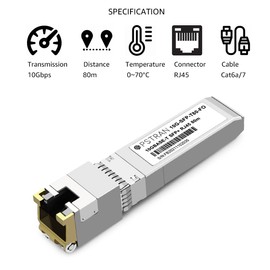 OPSTRAN 10GBASE-T SFP+ RJ45 Copper Transceiver Module Compatible with Fortinet FN-TRAN-SFP+GC FS-TRAN-SFP+GC 10G SFP+ 80m Cat6a/7