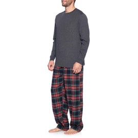Ashford & Brooks Men’s Long-Sleeve Top Flannel Pants Pajama Sleepwear Set - Black Stewart - 3X-Large