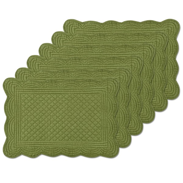 6 PC Quilted Placemats, 18"X13"Extra Large Cotton Placemats Set of