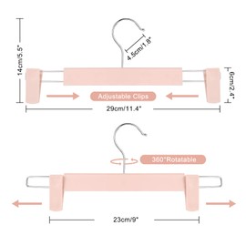 Guhmctt 10 Pack Pants Hangers with Adjustable Non-Slip Clips Anti-Rust Hanging Hook for Trouser,Skirts,Jeans,Clothes Hangers Pink