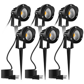 Romwish LED Landscape Lights, 10W 120V Outdoor Landscape Lighting with Ground Spike, 3000K Warm White, IP65 Waterproof Outdoor Spotlight for Lawn, Garden, Yard, Flag Light (Pack of 6)