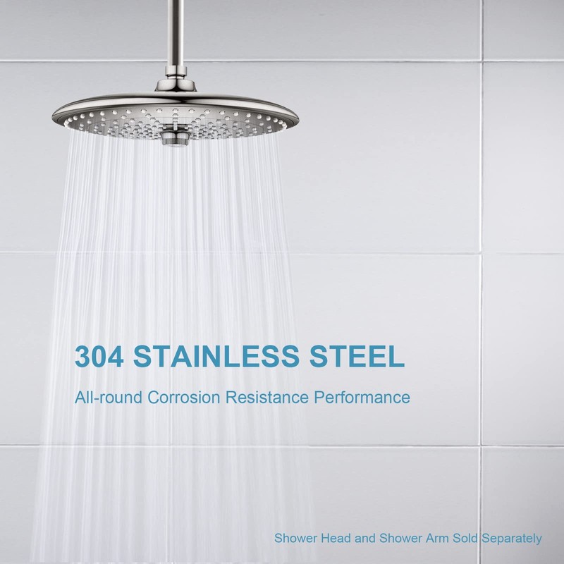 OFFO Shower Straight Arm with Flange 24 Inches Brushed Nickel