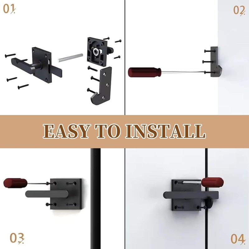 Goaylate Double Sided Gate Latch Aluminum, Heavy Duty Black Fence