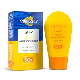 Aqualogica Glow+ nfused Water All Skin Type Sunscreen Spf 50+ Pa++++ With Papaya & Vitamin C Ultralight Water-Infused Formula Gives Glowing & Hydrated Skin Lightweight, Hydrating - 50gm