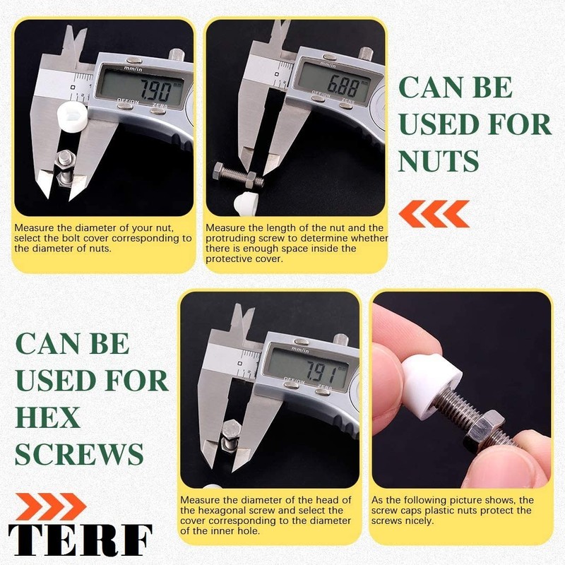 TERF® M6 Grey Plastic Hex Nut Bolt Dome Cap Cover