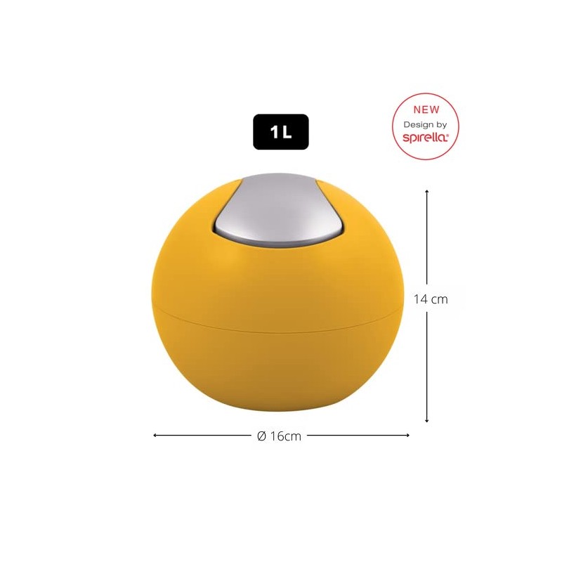 Spirella Cosmetic Bin 1 Litre Swing Lid Bin Table Bin