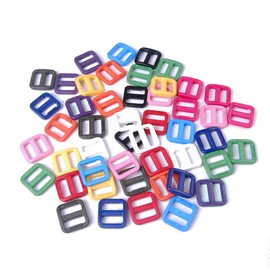 CooBigo 25pcs Mixed Color Plastic Slider Tri Glide Adjust Buckles for Dog Collar Harness Backpack Straps Webbing 5/8 inch FLC092(Mix-s)