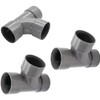 PVC Solvent Waste Pipe T-Junction Fittings, 50mm, Grey, 3-Pack