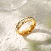 TIGRADE 6mm Gold Titanium Ring Cubic Zirconia Engagement Ring Wedding