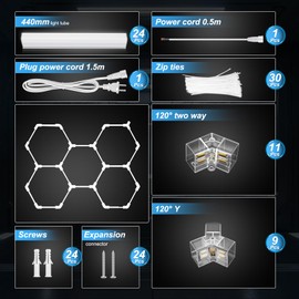 FERUERW Hexagon Garage Lights 3 Level Dimmable, High Brightness 168W 5600 to 18480 Lumens 6500K Honeycomb Led Light 5 Grid for Garage, Auto Beauty Shop, Car Detailing Shop, Workshop