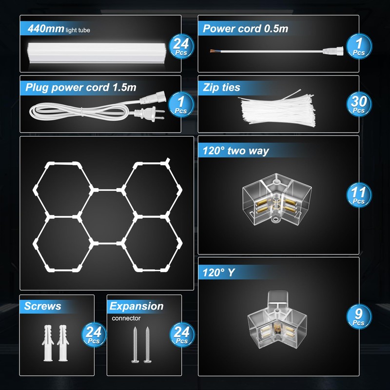 FERUERW Hexagon Garage Lights 3 Level Dimmable, High Brightness 168W