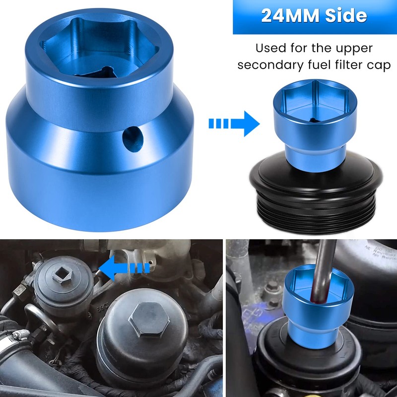 Fuel Filter/Oil Filter Socket 24mm / 36mm Reversible Fuel Filter