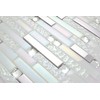 Hominter Glass Metal Tile Linear Mosaic Iridescent White Crystal Glass