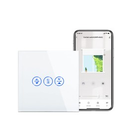 CNBINGO WLAN Rolladenschalter, für Jalousien/Vorhang/Türmotorsteuerung, Smart Rolladen Berührungsschalter Arbeit mit Alexa, Google Assistant, Neutralleiter wird benötigt, Weiß