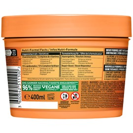 Garnier Fructis Papaya Hair Mask, Leave-In for Damaged Hair and More Suppleness, Repairing and Regenerating, Vegan Formula, No Silicones, Hair Food, 3-in-1, 400 ml