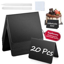 SupRovare Pack of 20 Mini Chalkboard Set, Small Boards for Labelling, V-Shape Mini Chalkboard Signs with 2 Pens, Price Tags, Buffet Signs, Blackboard for Buffet, Bakery, Party, Wedding