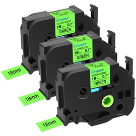 18mm TZe-D41 Compatible with Brother P-Touch TZ-D41 TZeD41 TZD41 Black on Green, Fluorescent Laminated Waterproof Label Tape for PTD600 PT-P710BT PTD400 PT2200 PT550 PT2730VP, 0.7" x 16.4ft,3 Pack