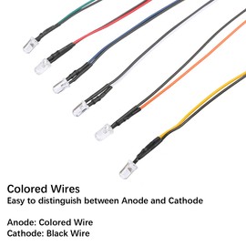 EDGELEC 30pcs 12 Volt 3mm RGB Fast Flasing LED Lights Emitting Diodes, Multicolor (Colors Changed Automatically) Pre Wired 7.9 inch DC 12V LED Light Clear Lens Small LED Lamps