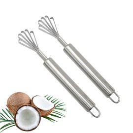 2 Pieces Stainless Steel Coconut Scraper Durable Coconut Meat Removal Multi-Purpose coconut shell Opener Melon Scraper Meat Removal for Safe Fruit Seed peel tool Meat Graters Peelers And Slicers