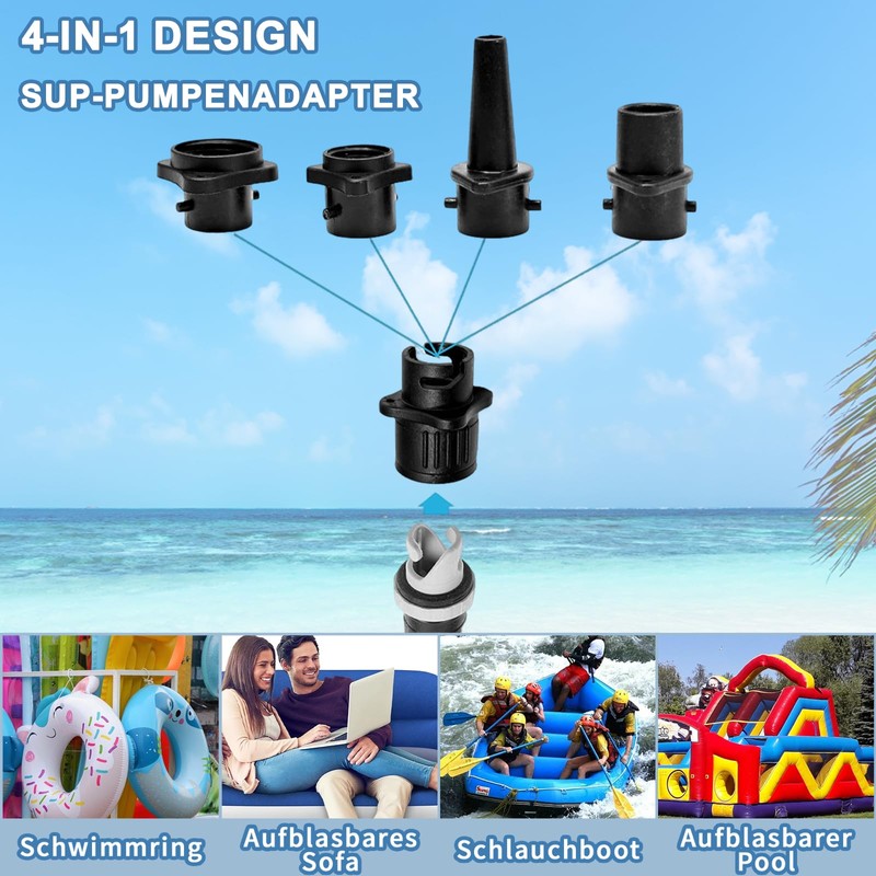 Sup Valve Adapter, Pump Adapter with 4 Gas Nozzles, Inflatable,