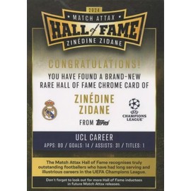Match Attax 2024 2025 Zinedine Zidane Hall of Fame Trading Card