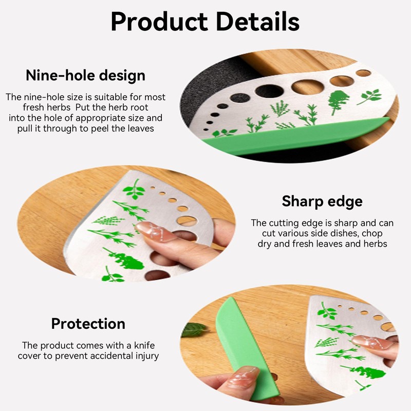 VZU Herb Stripper, 9 Hole Stainless Steel Herb Cutter Leaf