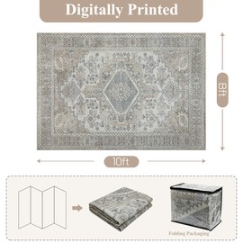 Lbris Lbris Machine Washable Rugs 8x10 Area Rugs for Living Room,Ultra Soft Low Pile Retro Rugs for Bedroom,Dining Room,Large Non Slip Carpet Vintage Distressed Accent Rug for Farmhouse Office Home Decor