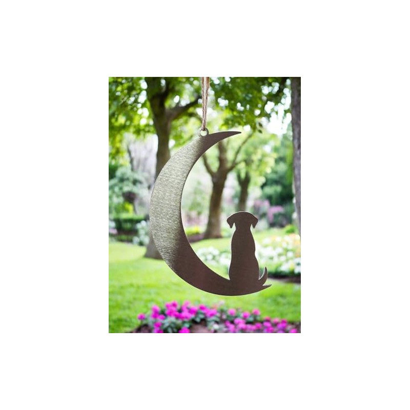 Image Industry Dog Silhouette Steel Moon Crescent - Hanging Ornament