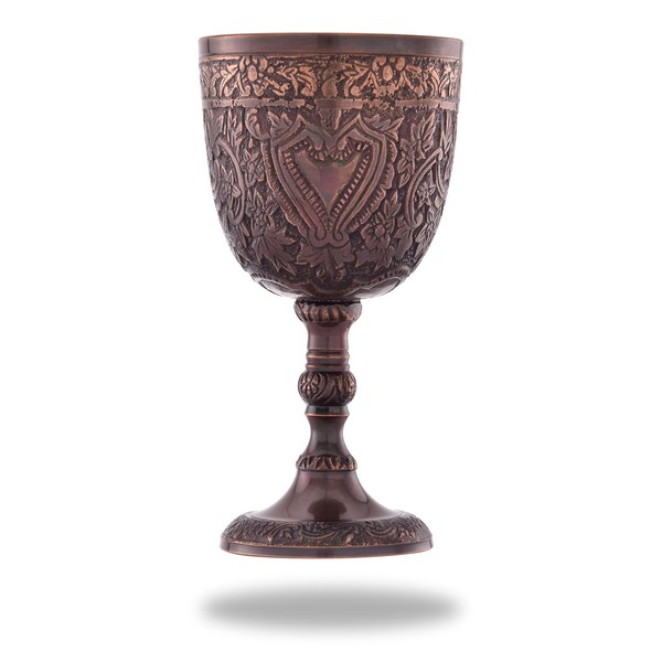 REPLICARTZ Brass Chalice Goblet - Hand Engraved Wine Glass Liquor