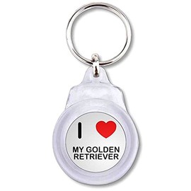 BadgeBeast.co.uk I Love My Golden Retriever - Round Plastic Key Ring